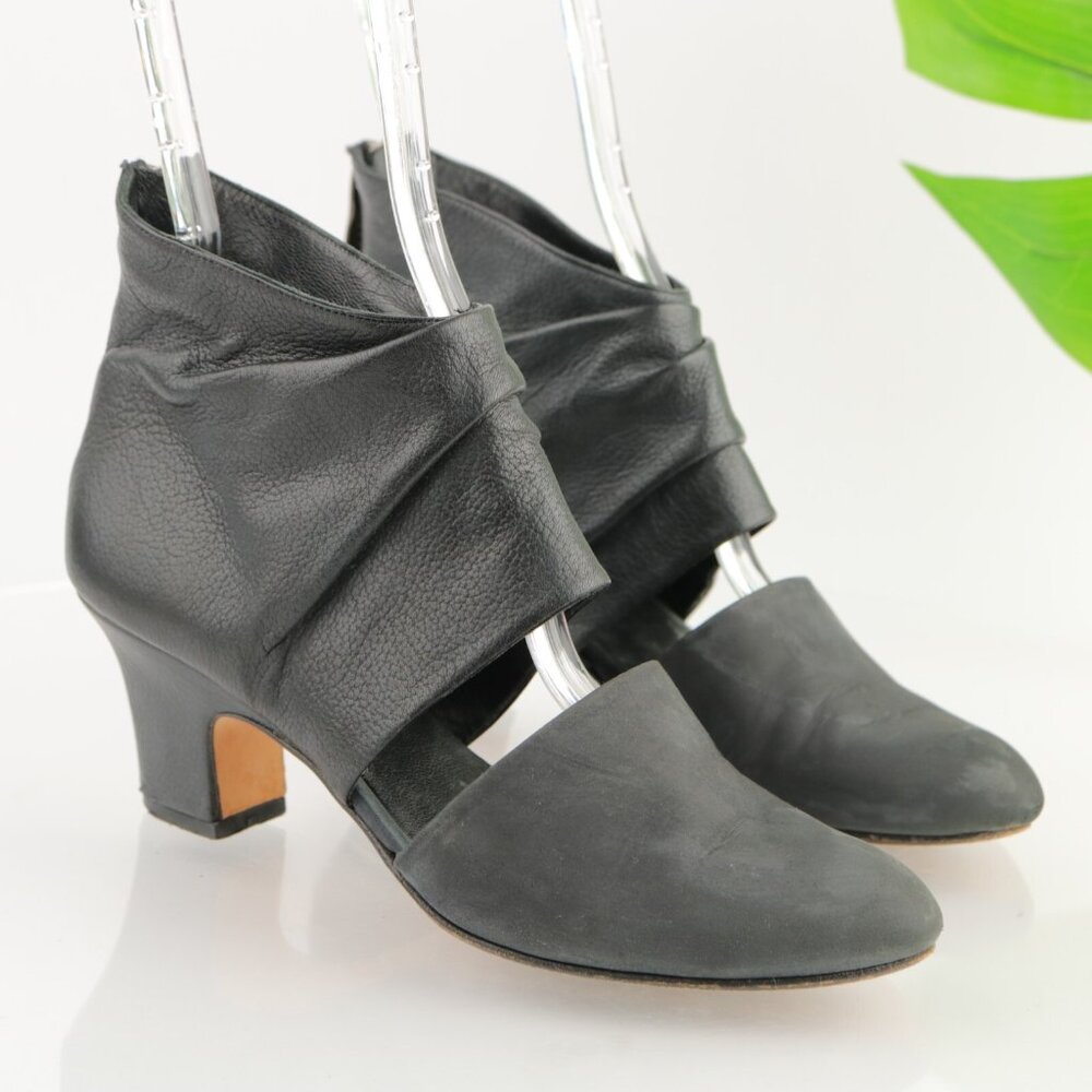 Audley London Womens Boot Size 36 5.5 Gray Suede Leather Kitten Heel Open Bootie